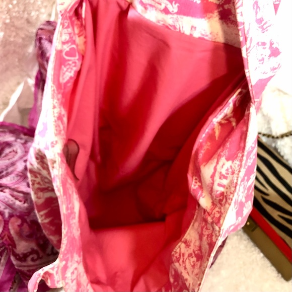 Extra Large Juicy Couture Cotton Canvas pink white tote bag beach y2k weekender - Picture 8 of 8